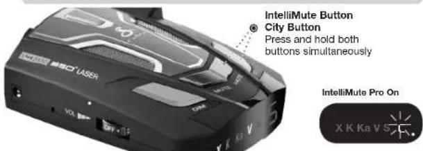 IntelliMute Button City Button Press and hold both buttons simultaneously IntelliMute Pro On X K Ka V 5