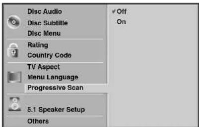 Disc Audio Disc Subtitle Disc Menu Rating Country Code TV Aspect Menu Language Progressive Scan 5.1 Speaker Setup Others