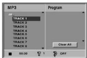 MP3 Program TRACK 1 TRACK 2 TRACK 3 TRACK 4 TRACK 5 TRACK 6 TRACK 7 TRACK 8 Clear All 00:00 1 OFF