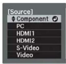 [Source] Component PC HDMI1 HDMI2 S-Video Video