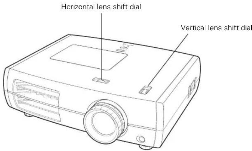 Horizontal lens shift dial Vertical lens shift dial