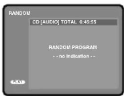 RANDOM CD [AUDIO] TOTAL 0:45:55 RANDOM PROGRAM -- no indication -- +1.67