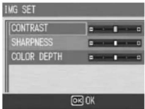 IMG SET CONTRAST SHARPNESS COLOR DEPTH OK OK