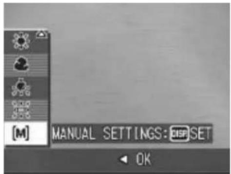 [M] MANUAL SETTINGS: DISP SET OK