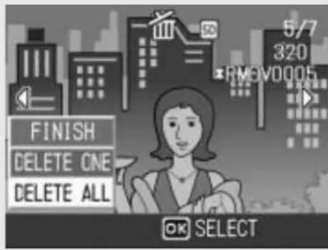 FINISH DELETE ONE DELETE ALL OK SELECT 5/7 320 xMOV0005