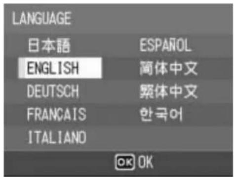 LANGUAGE 日本語 ESPAÑOL ENGLISH 简体中文 DEUTSCH 繁体中文 FRANÇAIS 한국어 ITALIANO OK OK