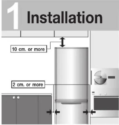 1 Installation 10 cm. or more 2 cm. or more
