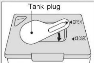 Tank plug OPEN CLOSED