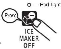 Press ICE MAKER OFF Red light