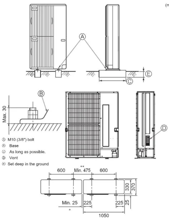 MITSUBISHI MXZ-8C140VAMD - Installing the outdoor unit - 1