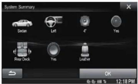 System Summary Sedan Left 4° Yes Rear Deck Yes Leather OK 12:18 PM