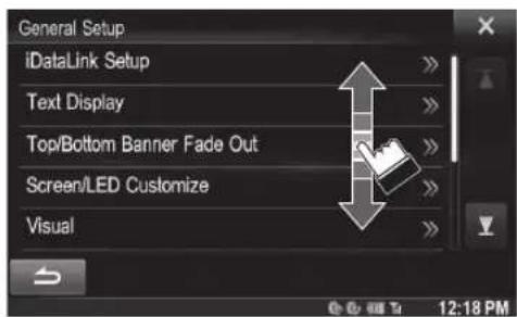 General Setup iDataLink Setup Text Display Top/Bottom Banner Fade Out Screen/LED Customize Visual