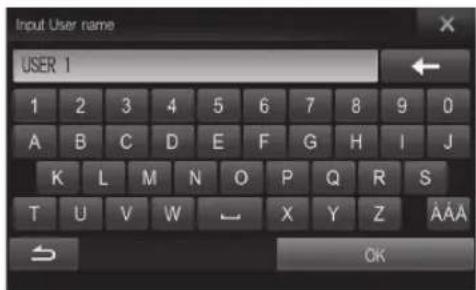 Input User name USER 1 1 2 3 4 5 6 7 8 9 0 A B C D E F G H I J K L M N O P Q R S T U V W ← X Y Z AAA OK