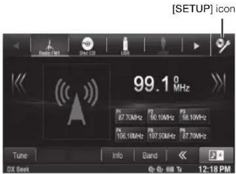 [SETUP] icon Radio PM Dec CD USB 99.1 0 MHz P1 87.70MHz P2 96.10MHz P3 98.10MHz P4 106.10MHz P5 107.90MHz P6 87.70MHz Tune Info Band DX Seek 12:18 PM