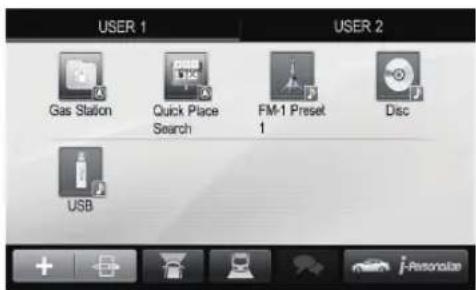 USER 1 Gas Station Quick Place Search FM-1 Preset 1 DISC USB