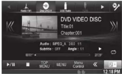 DVD VIDEO DISC Title:01 Chapter:001 Audio : MPEG_A 2/0.0 1/1 Subtitle : OFF Angle : 1/1 00'01" 20'29" TOP MENU MENU Control 12:18 PM