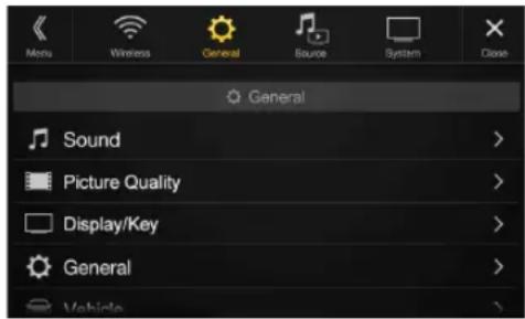 ALPINE X110 - ■ General Setup Menu screen - 1