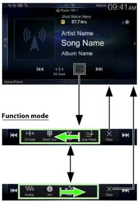 ALPINE X110 - Operating the Function Button on the Audio/Video Main Screen - 1