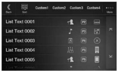 ALPINE X110 - Car Setting screen example (Generic List screen) - 1