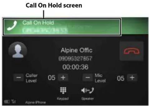 ALPINE X110 - Second incoming call during a conversation in the Phone Operation screen - 2