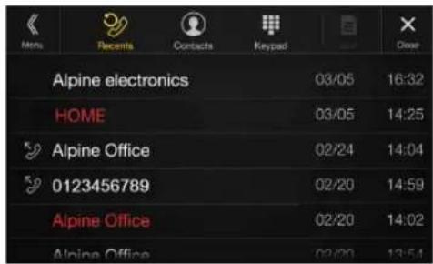 ALPINE X110 - Touch [?] (Recents) to change to the Recent Events list screen. - 1