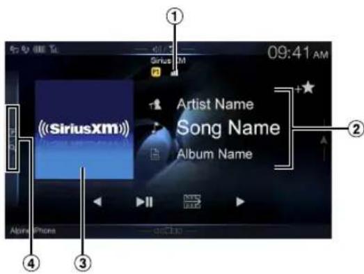 ALPINE X110 - SiriusXM main screen example (Song Info. Mode) - 1