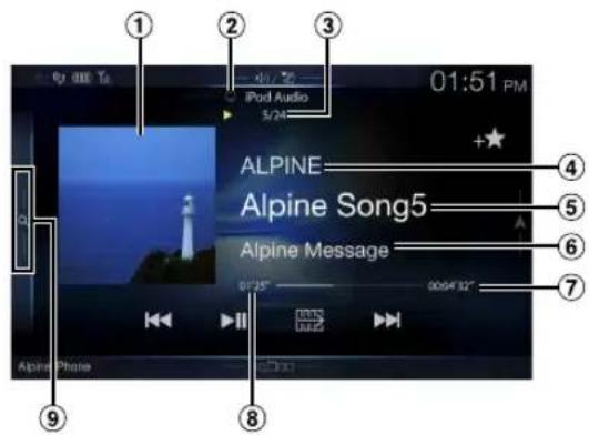 ALPINE X110 - ■ iPod/iPhone main screen example - 1