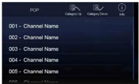 ALPINE X110 - Category browsing mode screen example - 1