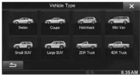 ALPINE INE-W940S - Touch the relevant Vehicle type. - 1