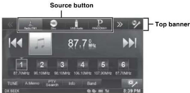ALPINE INE-W940S - ■ Switching Sources Using the Top banner - 1