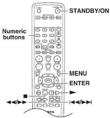 STANDBY/ON Numeric buttons MENU ENTER