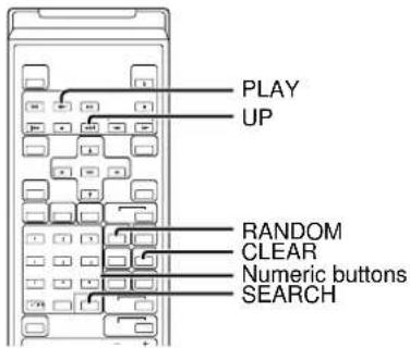 PLAY UP RANDOM CLEAR Numeric buttons SEARCH