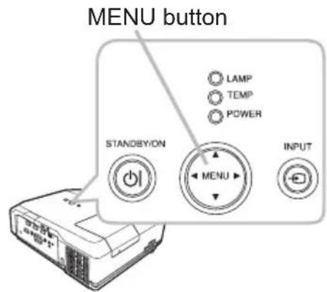 MENU button LAMP TEMP POWER STANDBY/ON MENU INPUT