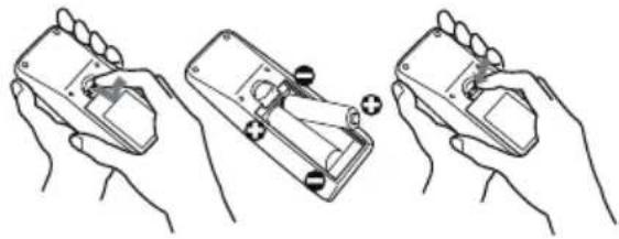 HITACHI CP-X417 - Putting batteries - 1