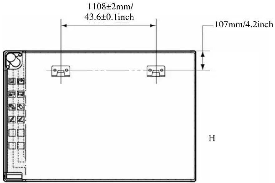 1108±2mm/ 43.6±0.1inch 107mm/4.2inch H