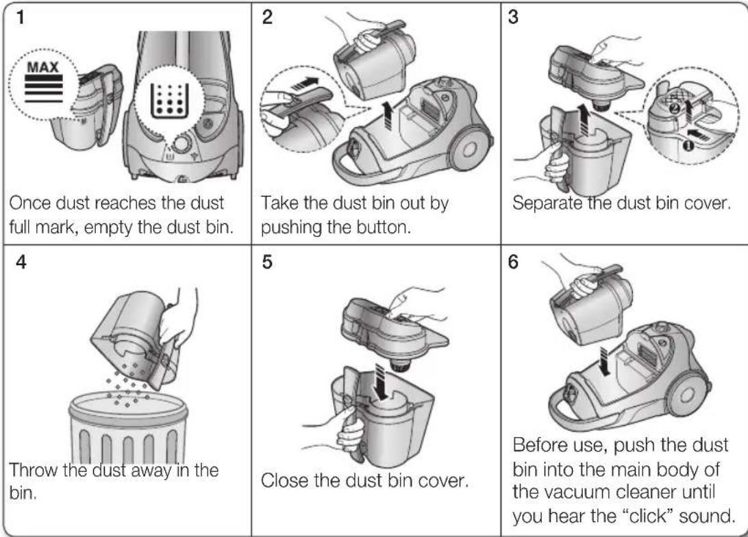 SAMSUNG VCC8836V3B - EMPTYING THE DUST BIN - 1