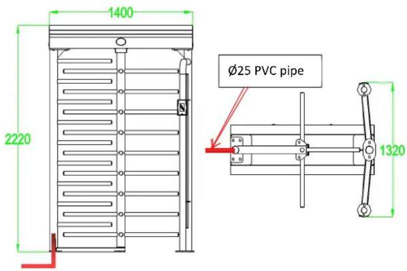 1400 2220 Ø25 PVC pipe 1320