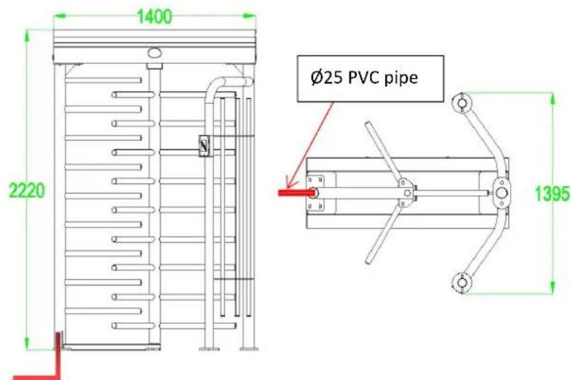 1400 2220 Ø25 PVC pipe 1395