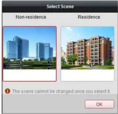 Select Scene Non-residence Residence The scene cannot be changed once you select it. OK