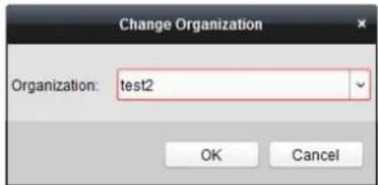 Change Organization Organization: test2 OK Cancel