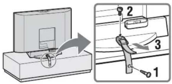 Diagram illustrating a cable or cable device being inserted into a monitor, with labeled parts and directional arrows indicating assembly.