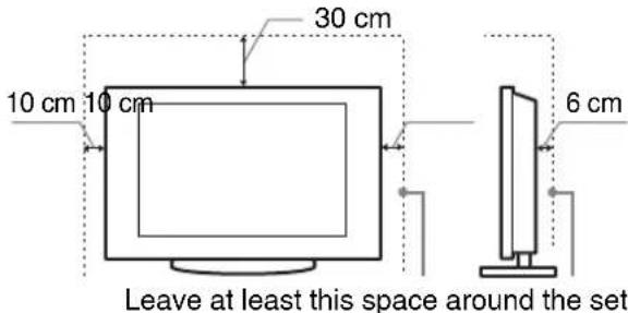 30 cm 10 cm 10 cm 6 cm Leave at least this space around the set.