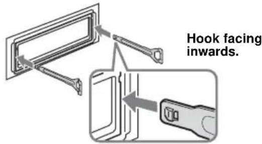 Hook facing inwards.