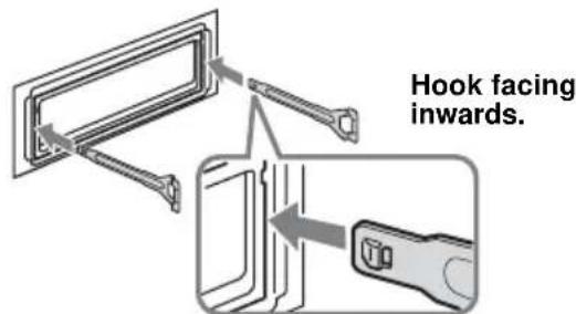Hook facing inwards.