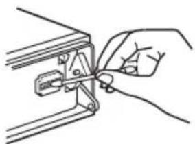 Line drawing of a hand using a tool to adjust or install a mechanical component (no text or symbols present)