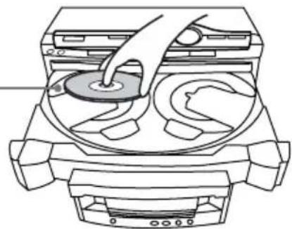 SONY MHC-GNX80 - Cargue un disco, con la cara de la etiqueta hacia arriba, en la bandeja de discos. - 1