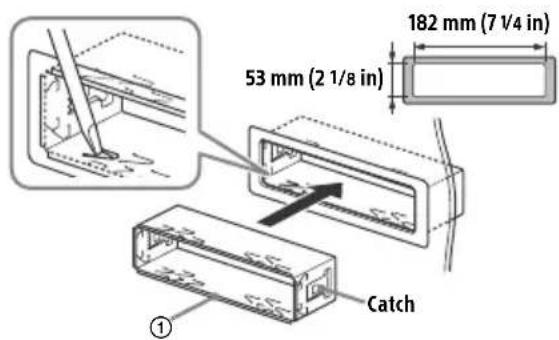 182 mm (7 1/4 in) 53 mm (2 1/8 in) Catch ①
