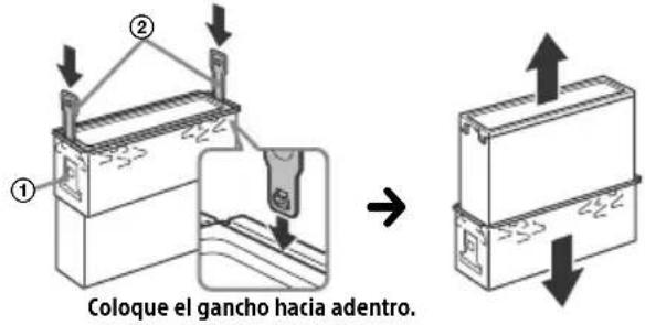 Coloque el gancho hacia adentro.