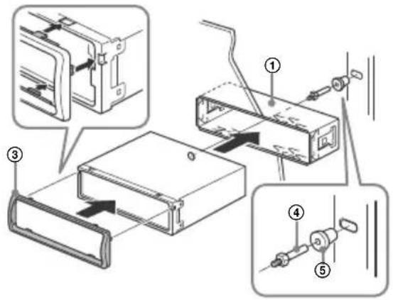 Technical diagram showing exploded view of a device with numbered components and labeled parts