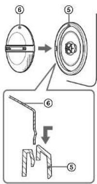 Technical diagram showing mechanical assembly steps with numbered components and directional arrows